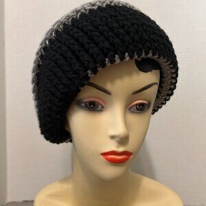 Custom Black Crochet Cloche Hat/Flapper/Vintage/1920's style/Warm